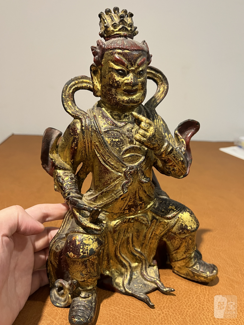 明 铜漆金天王像 - 图5